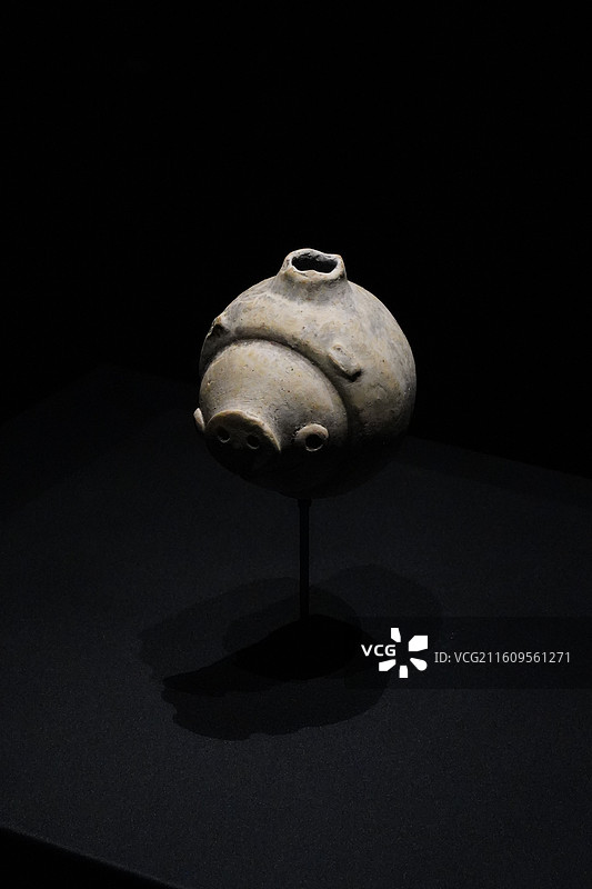 三星堆里的陶猪图片素材