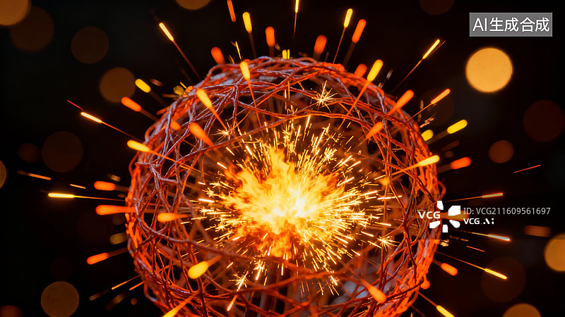 【AI数字艺术】发光球体爆炸效果图片素材
