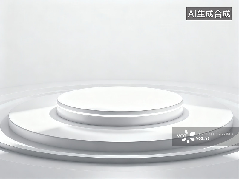 【AI数字艺术】白色圆形层叠平台图片素材