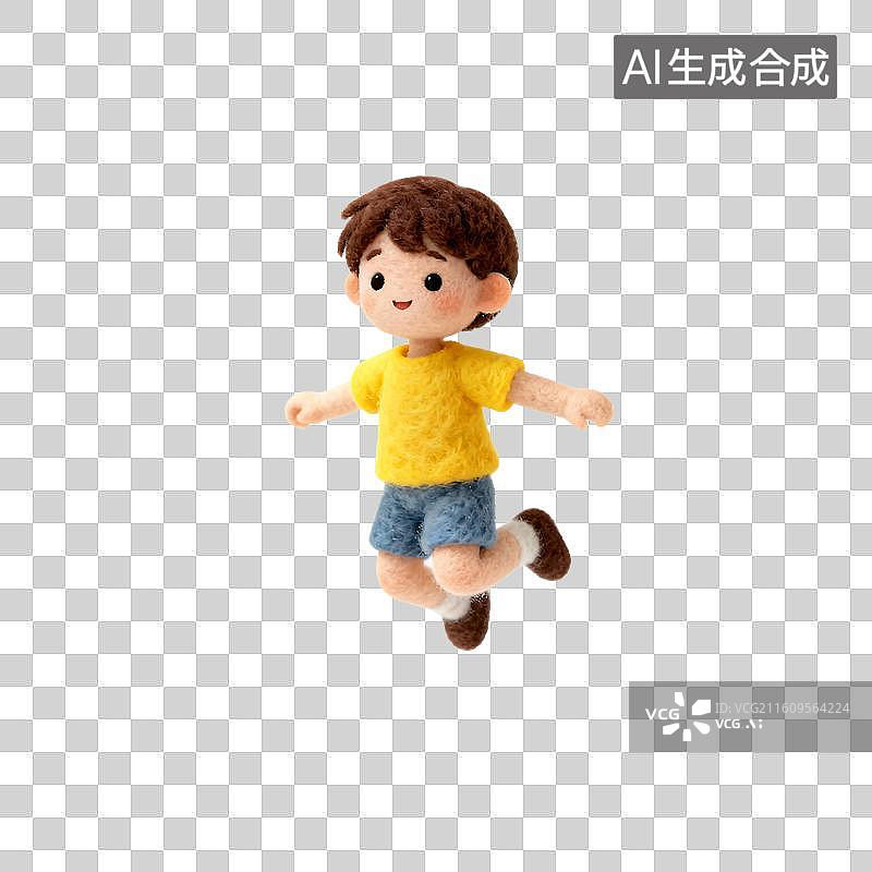 【AI数字艺术】可爱毛毡风儿童活动元素建模图片素材