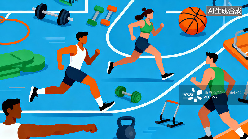 【AI数字艺术】多人在健身房进行运动训练图片素材