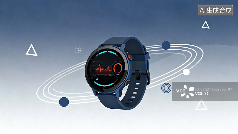 【AI数字艺术】智能手表显示心率监测图片素材