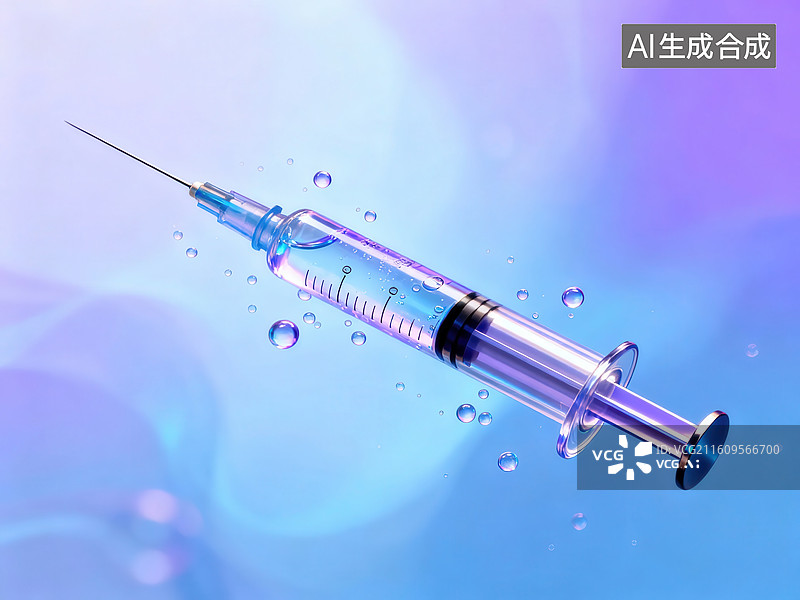 【AI数字艺术】注射器悬浮于彩色背景图片素材