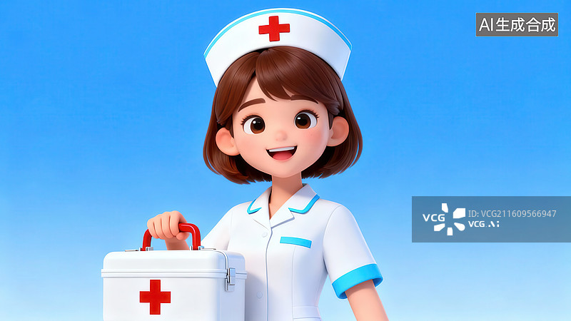 【AI数字艺术】护士手持医疗箱图片素材