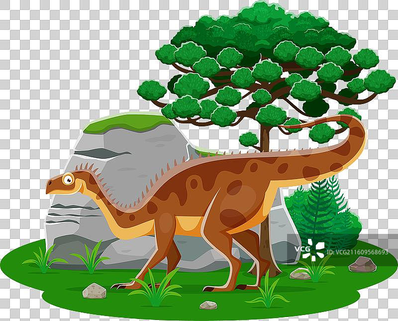 Plateosaurus 史前恐龙在其栖息地图片素材