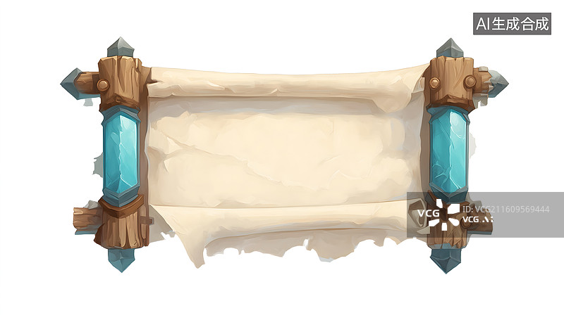 【AI数字艺术】素卷木轴的古旧空牍图片素材