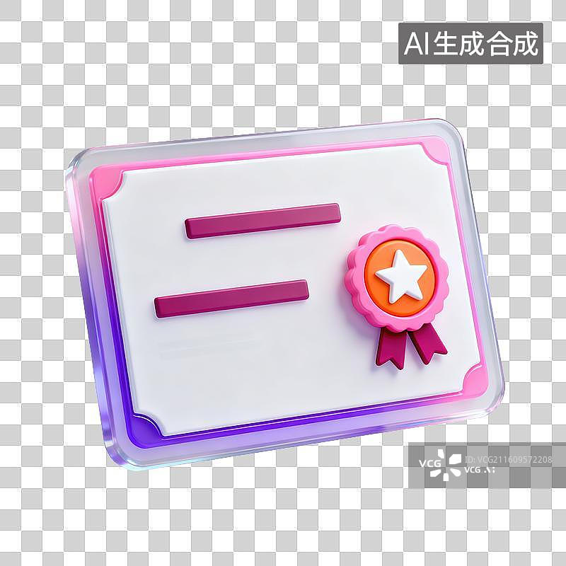 【AI数字艺术】3D磨砂玻璃材质教育主题证书毕业证录取通知书元素图片素材