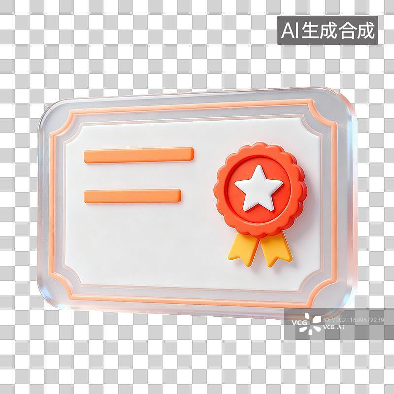 【AI数字艺术】3D磨砂玻璃材质教育主题证书毕业证录取通知书元素图片素材