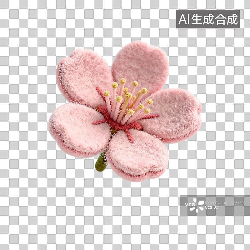 【AI数字艺术】手工羊毛毡樱花图片素材
