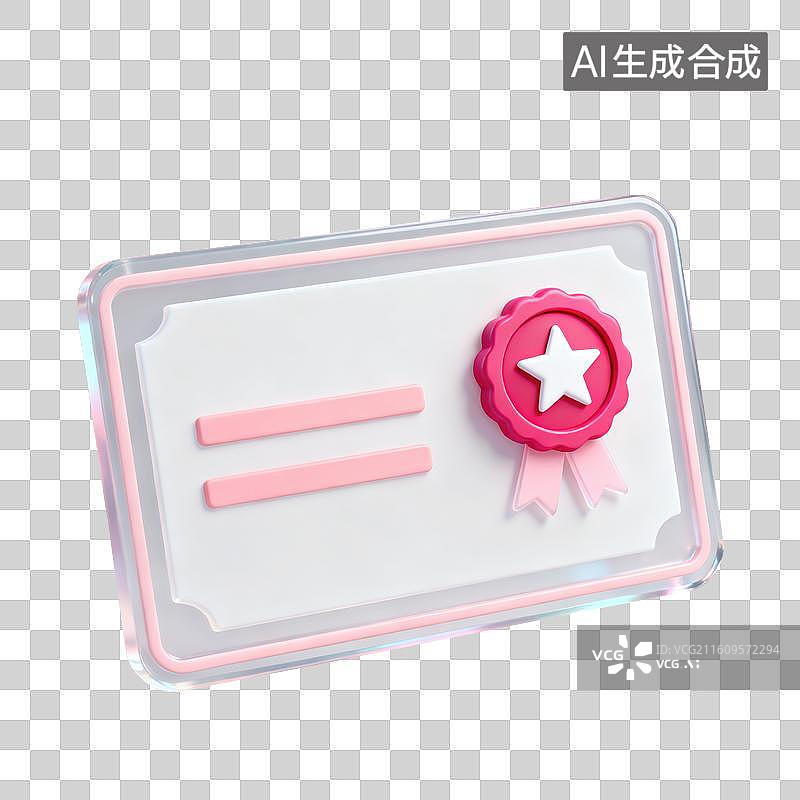 【AI数字艺术】3D磨砂玻璃材质教育主题证书毕业证录取通知书元素图片素材