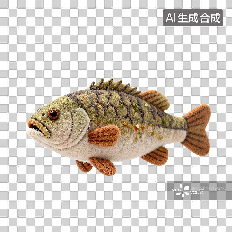 【AI数字艺术】手工毛毡鲈鱼图片素材