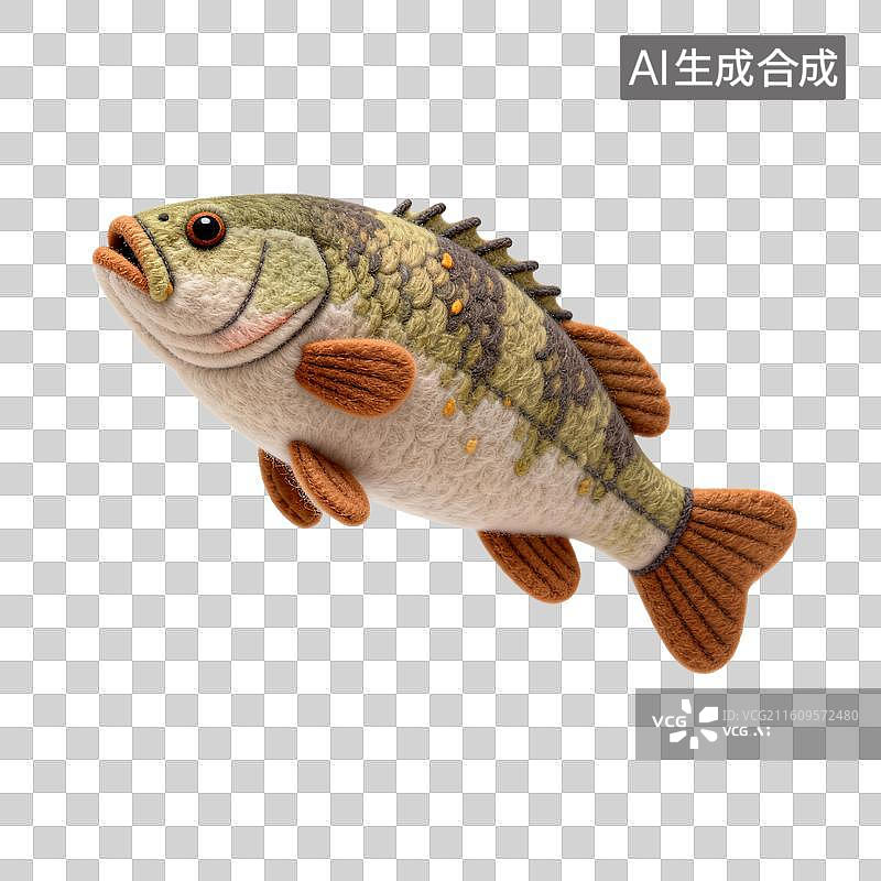 【AI数字艺术】手工毛毡鲈鱼图片素材