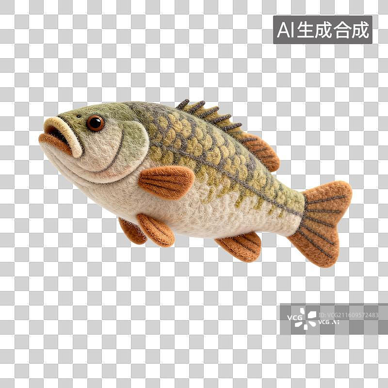 【AI数字艺术】手工毛毡鲈鱼图片素材
