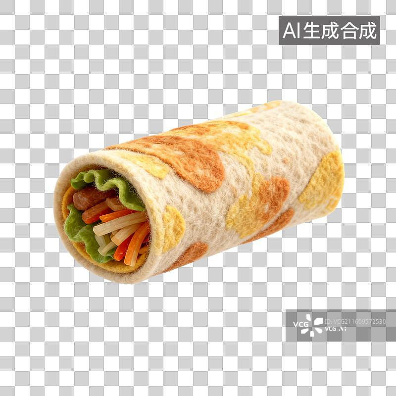 【AI数字艺术】手工毛毡蔬菜肉卷图片素材