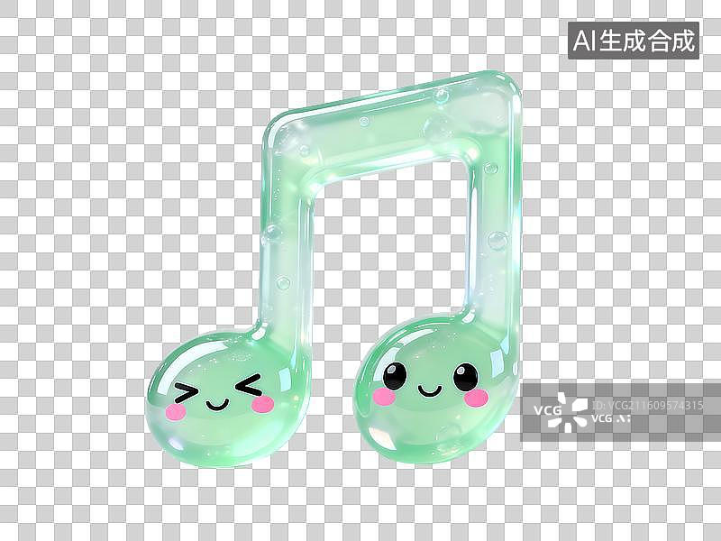 【AI数字艺术】淡绿色半透明果冻材质的八分音符造型淡绿色半透明果冻材质的八分音符造型图片素材