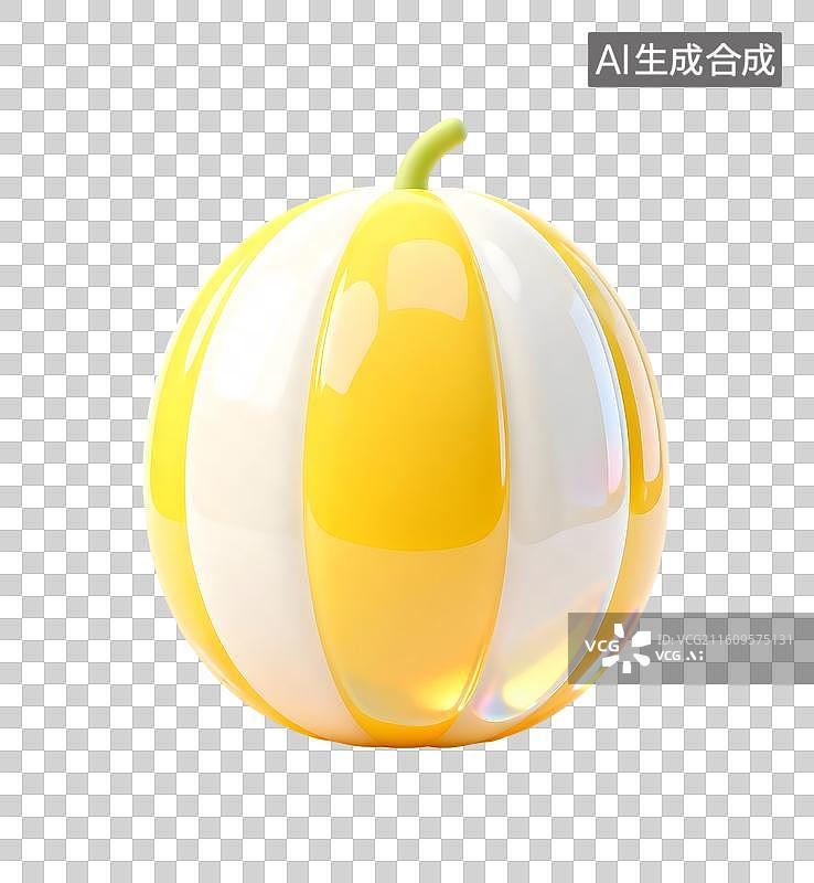 【AI数字艺术】AIGC：3D玻璃材质 果冻风格 水果 甜瓜 香瓜 元素 免抠图图片素材