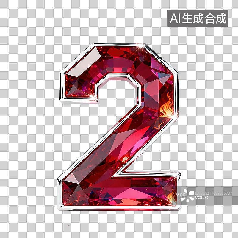 【AI数字艺术】3D红钻石宝石切面风格立体数字元素图片素材