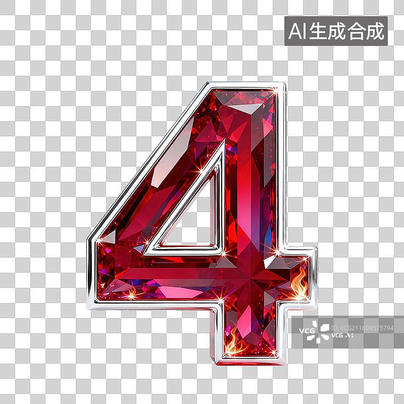 【AI数字艺术】3D红钻石宝石切面风格立体数字元素图片素材