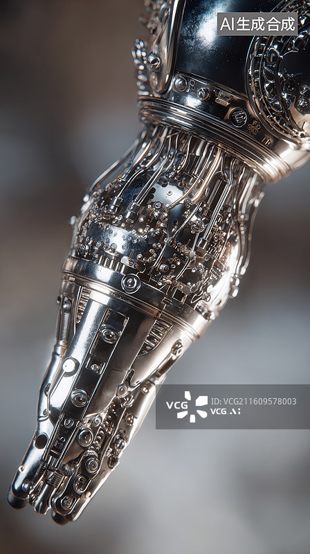 【AI数字艺术】机械金属手臂特写图片素材