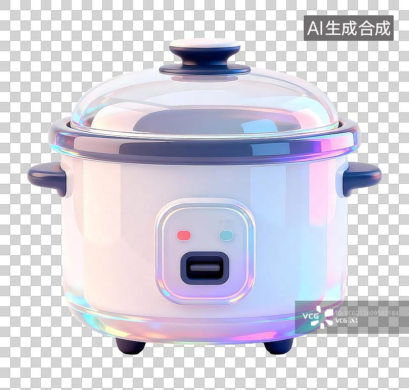 【AI数字艺术】AIGC：3D玻璃材质 果冻风格 电饭锅 电压力锅 元素 免抠图图片素材