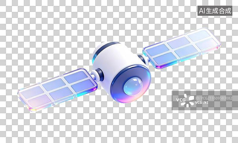 【AI数字艺术】AIGC：3D玻璃材质 果冻风格 人造卫星 航天任务 圆免抠图图片素材