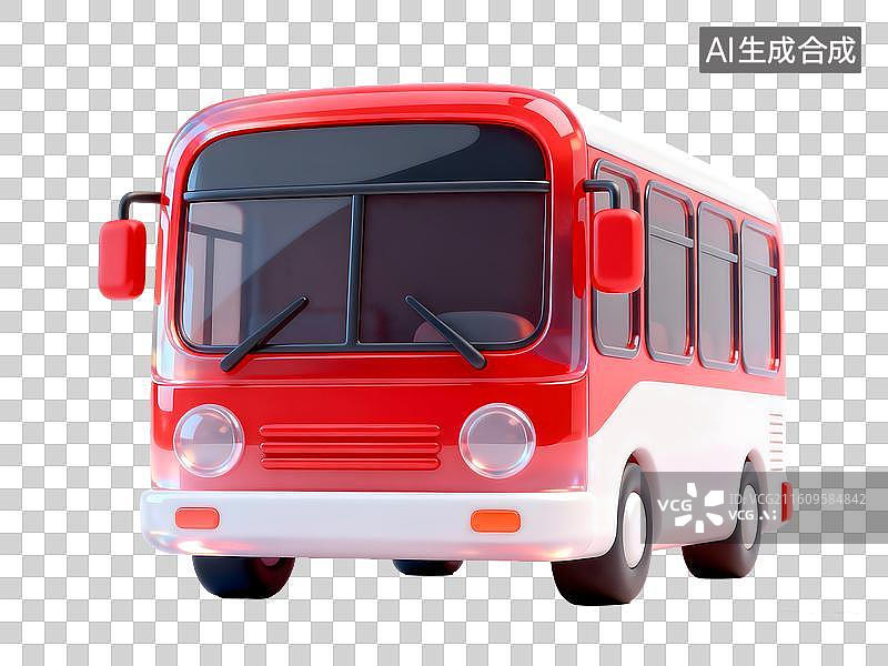 【AI数字艺术】AIGC：3D 玻璃材质 果冻风格 公交车 大巴车 巴士 交通工具 元素 免抠图图片素材