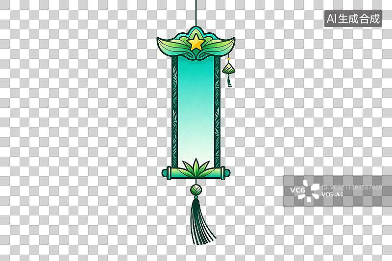 【AI数字艺术】绿色卷轴装饰挂件设计图图片素材