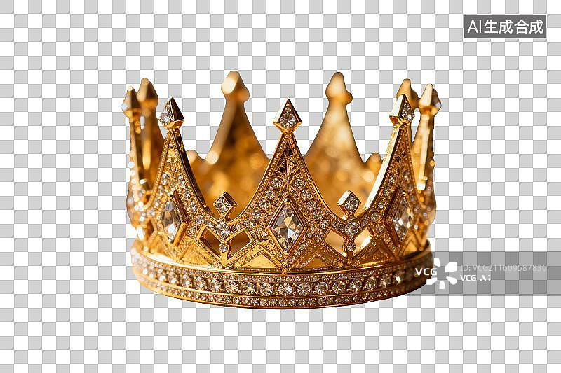 【AI数字艺术】华丽金色王冠镶嵌璀璨宝石图片素材
