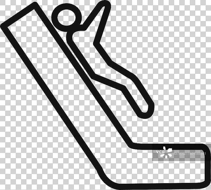 男人在斜坡上滑动的线性图形图标集图片素材