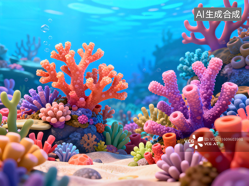 【AI数字艺术】梦幻般的海底世界彩色珊瑚图片素材