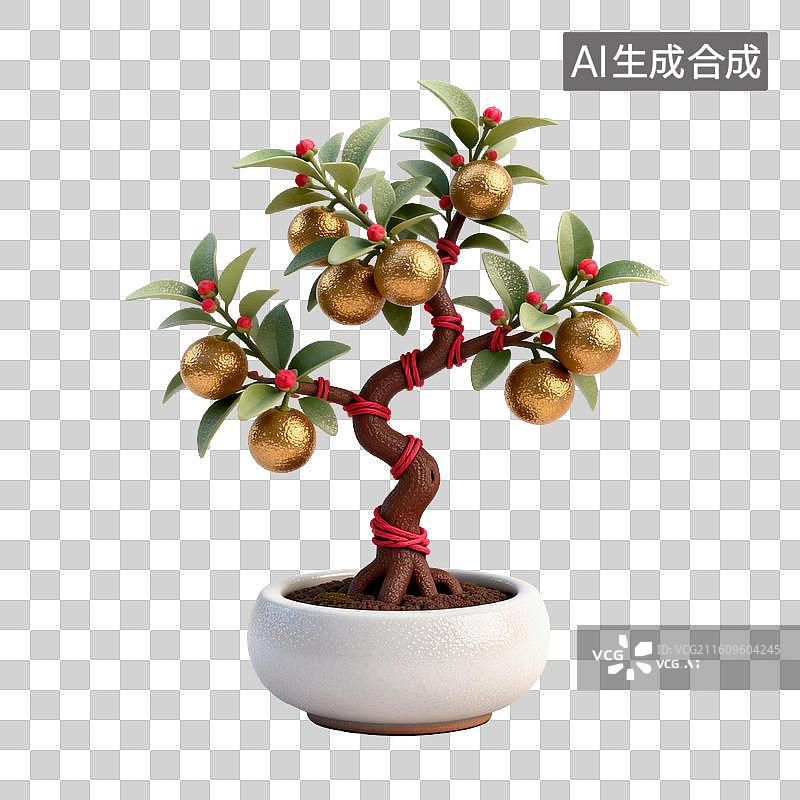 【AI数字艺术】金桔树-中国节日年俗元素图片素材