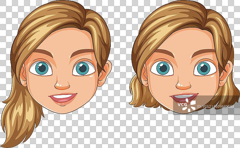 两位金发碧眼的女士微笑着的面孔图片素材