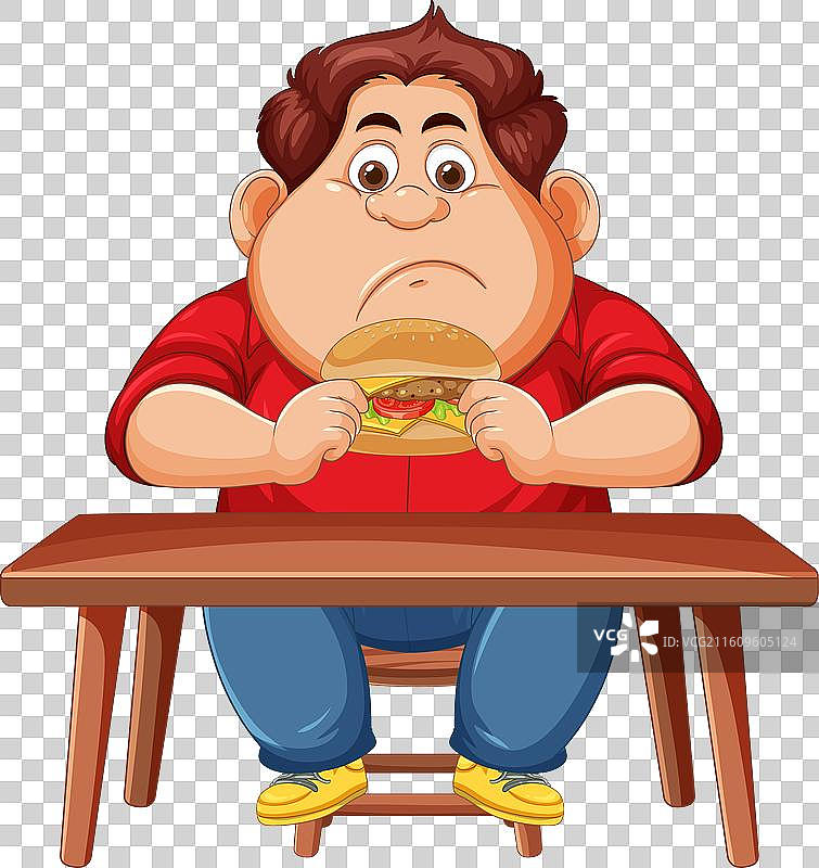 一个男孩在享用美味的汉堡图片素材