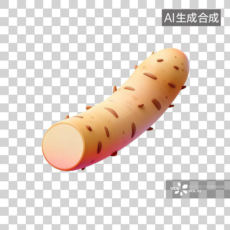 【AI数字艺术】3D卡通蔬菜—山药图片素材
