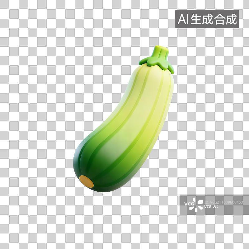 【AI数字艺术】3D卡通蔬菜—西葫芦图片素材