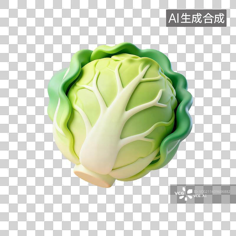 【AI数字艺术】3D卡通蔬菜—卷心菜图片素材