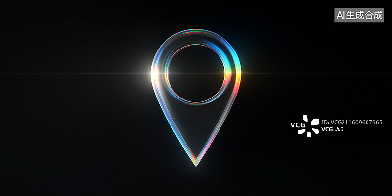 【AI数字艺术】玻璃图钉柔光图标图片素材