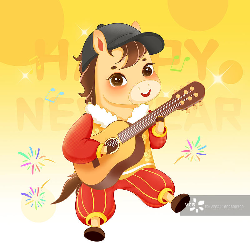马年小马的日常生活之弹吉他唱歌图片素材