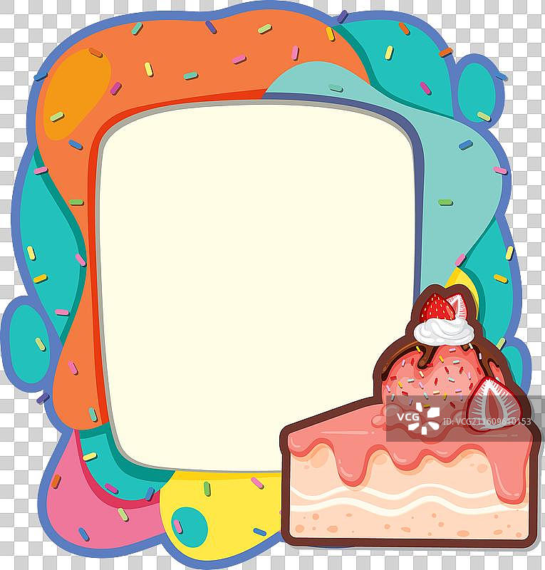 美味蛋糕切片，明亮边框图片素材