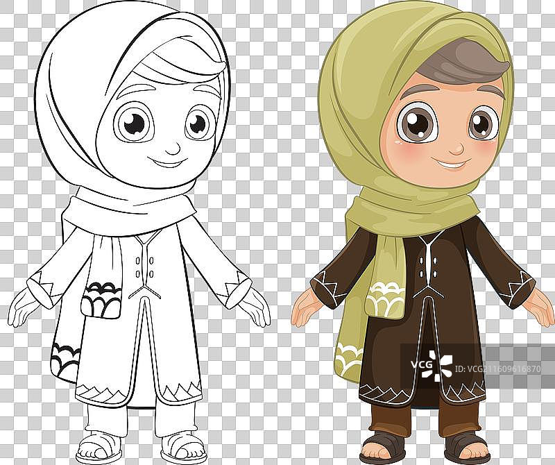 一位身着传统服饰的微笑人物图片素材