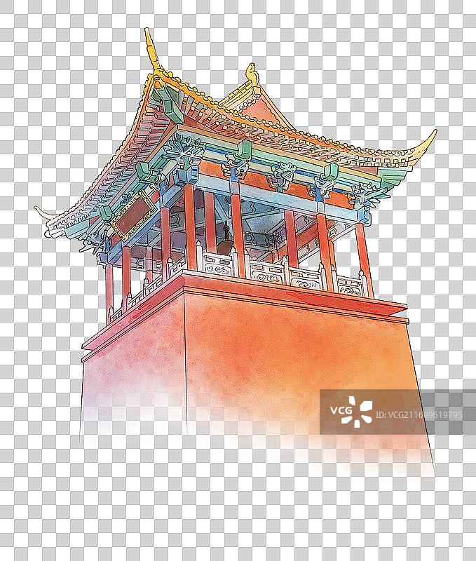 中国建筑钟楼宫殿元素图片素材