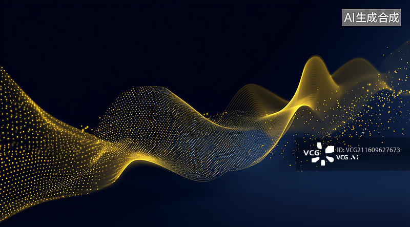 【AI数字艺术】金色粒子波科技抽象图图片素材