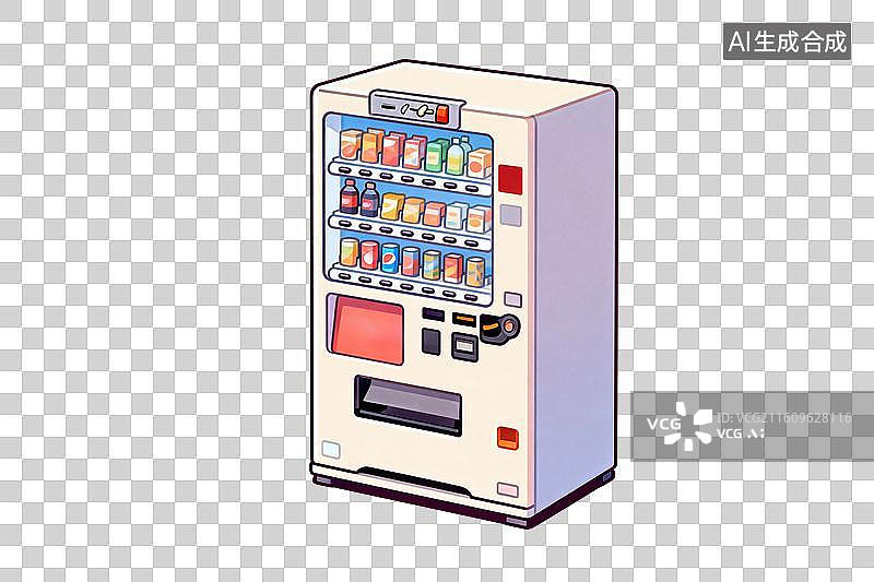 【AI数字艺术】卡通风格，一台自动售卖机PNG格式的免扣元素图片素材