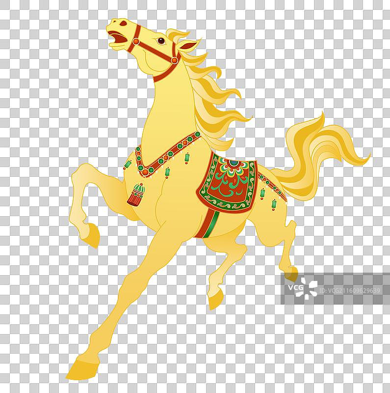 金色国潮风十二生肖马年马年大吉万马奔腾马到成功马元素图片素材