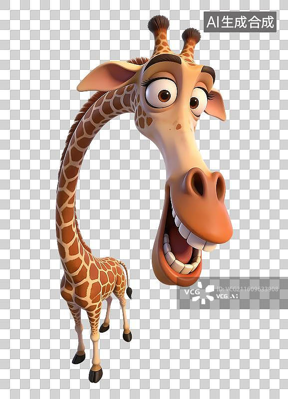 【AI数字艺术】3D立体夸张趣怪长颈鹿动物主题PNG免抠素材图片素材