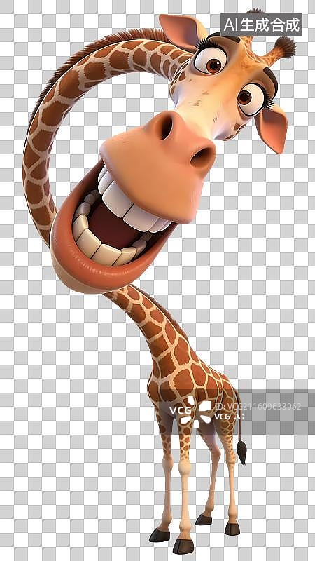 【AI数字艺术】3D立体夸张趣怪长颈鹿动物主题PNG免抠素材图片素材