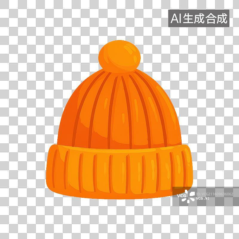 【AI数字艺术】橙色针织毛线帽冬季图标图片素材