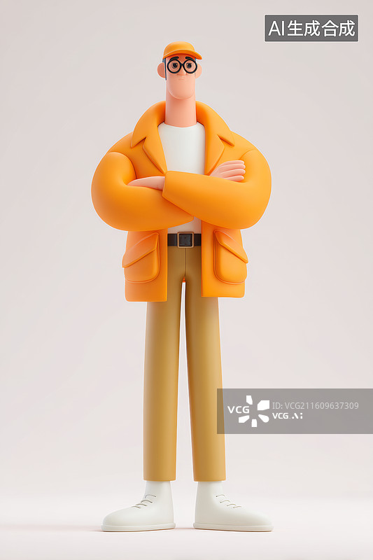【AI数字艺术】双臂交叉的卡通人物图片素材