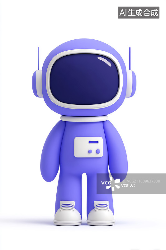 【AI数字艺术】蓝白色的卡通宇航员图片素材