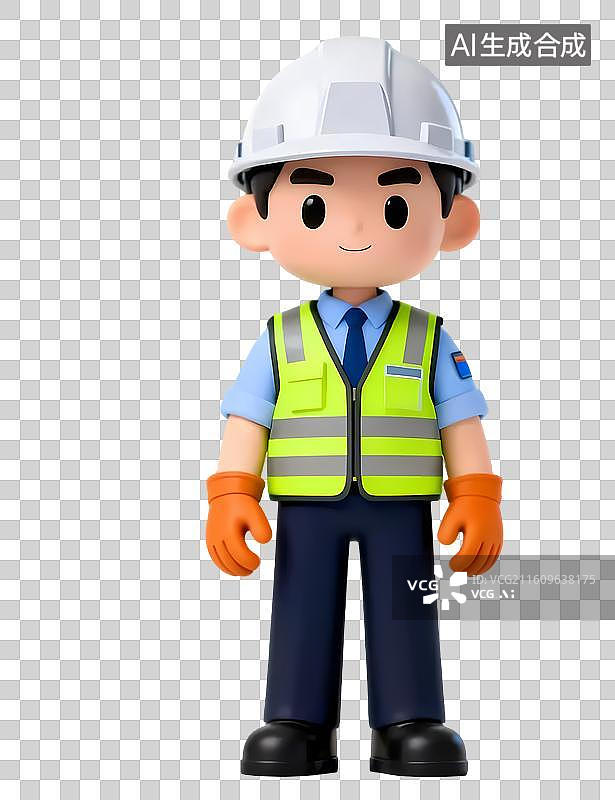 【AI数字艺术】卡通建筑工人形象图片素材